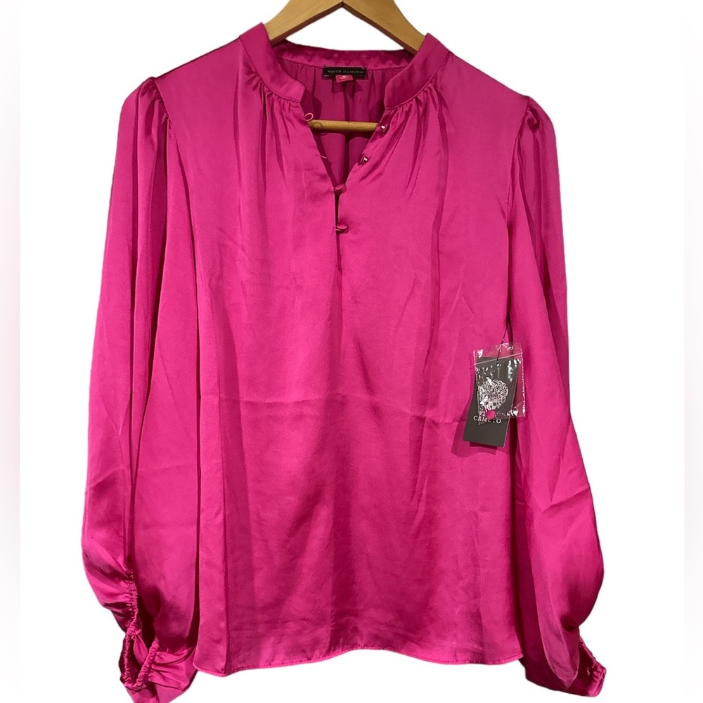 NWT Vince Camuto Balloon Sleeve Button Neck Top  Size Medium